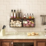 2 Pack Stackable Fruit & Veggie Baskets, Wall Mounted, Metal