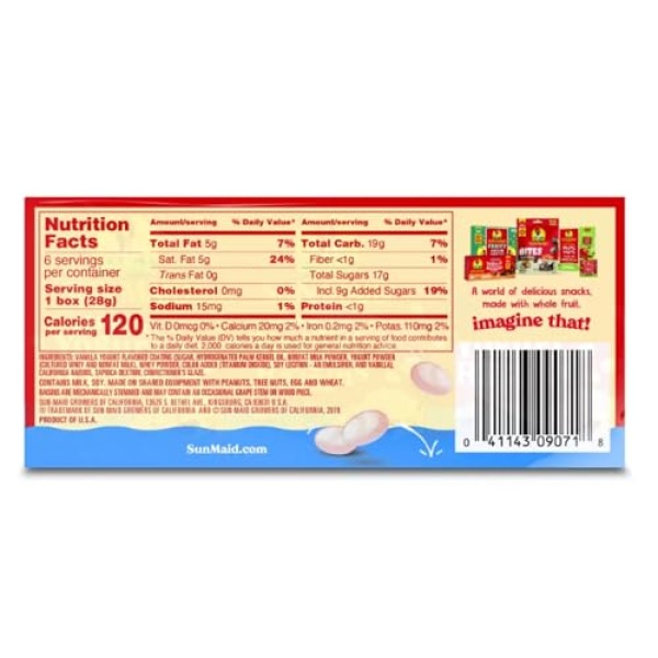 Sun-Maid Vanilla Yogurt Raisins - 6 Pack (28g each)