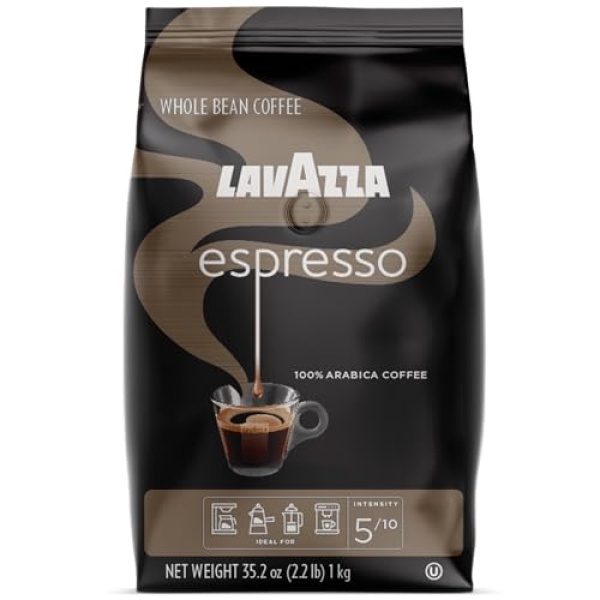 Lavazza Espresso Whole Bean Coffee, Medium Roast, 1kg Bag