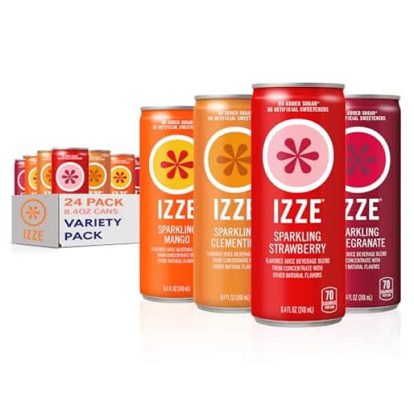 IZZE Sparkling Juice, 4 Flavor Variety Pack, 250 ml, 24 Pack