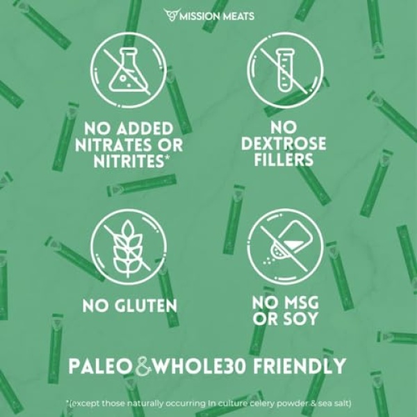 Mission Meats Grass Fed Beef Sticks, Sugar Free, 28g, 12 Pack