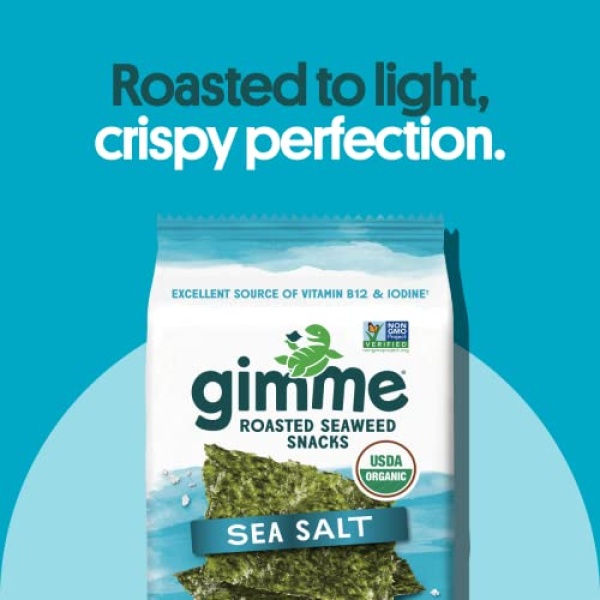 gimMe - Sea Salt Organic Roasted Seaweed Sheets, 6 Count