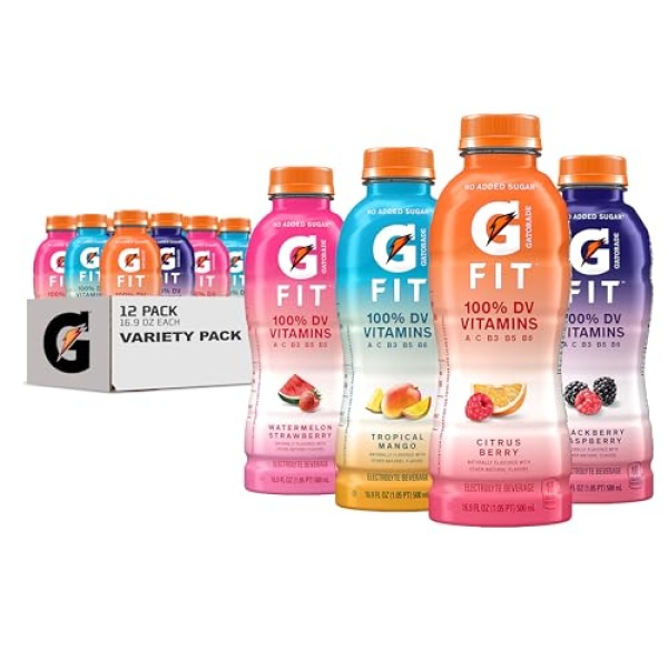 Gatorade Fit Electrolyte Drink, 4 Flavors, 500ml (12 Pack)