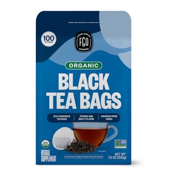 FGO Organic Black Tea, Eco Tea Bags, 100 Count