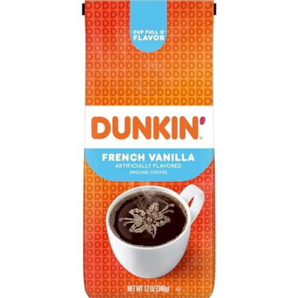 Dunkin' French Vanilla Ground Coffee, 340g (Pack of 1)