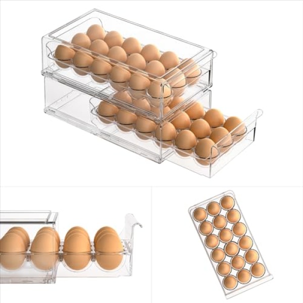 APLOP Stackable BPA Free Egg Container, 18 Eggs, Clear