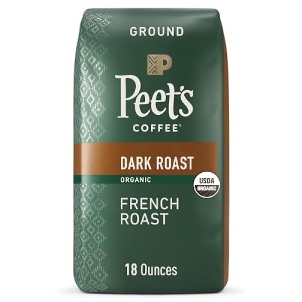 Peet's Organic French Roast Ground Coffee 510g Bag