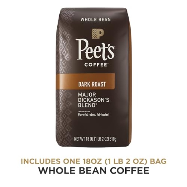 Peet's Dark Roast Whole Bean Coffee - Major Dickason's 510g