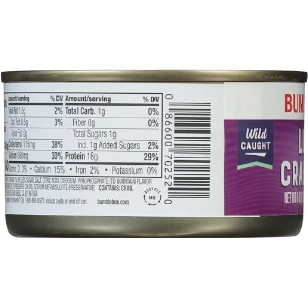 Bumble Bee Lump Crab Meat, Wild Caught, 170g Can