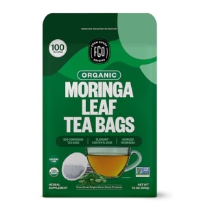 FGO Organic Moringa Tea, Eco Bags, 100 Count