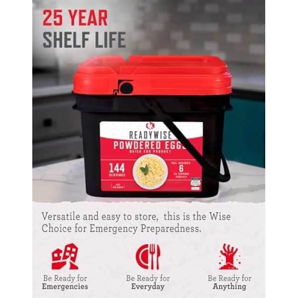 READYWISE - Powdered Eggs Bucket, 144 Servings, 25-Year Shelf Life