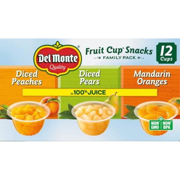 Del Monte Fruit Cup Snacks in Juice, 113g, 12 Ct