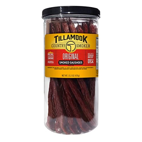 Tillamook Smoked Beef Sausages, 430g Jar, 20 Count