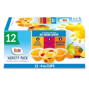 Dole No Sugar Added Fruit Bowls, 12 x 113g Cups