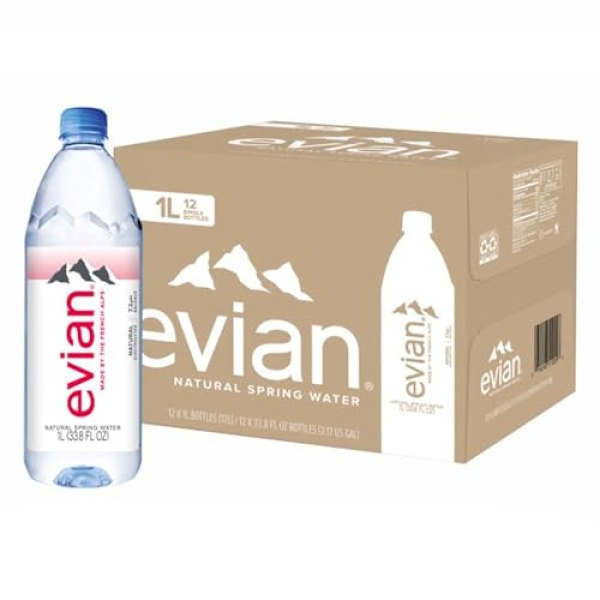 evian Natural Spring Water, 1L Bottles (pack of 12)