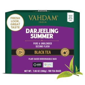 VAHDAM Darjeeling Black Tea Bags (100 Count) High Caffeine