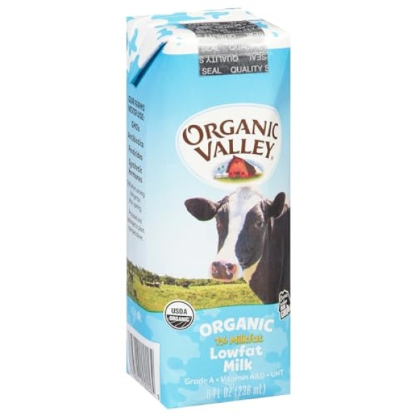 Organic Valley 1% Milk Boxes, 237ml (Pack of 24)