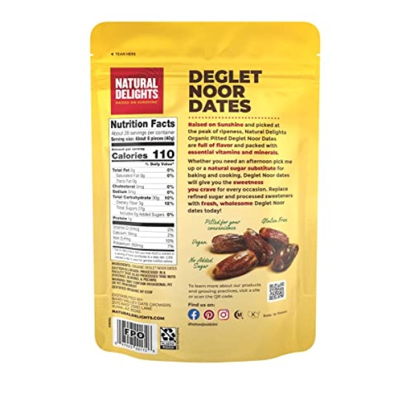Organic Pitted Deglet Noor Dates, 1.13 kg Pouch