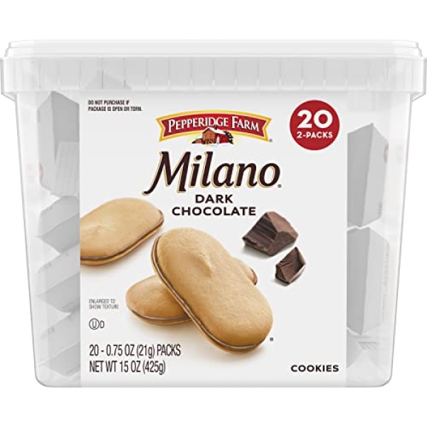 Milano Dark Chocolate Cookies, 20 Packs, 2 per Pack