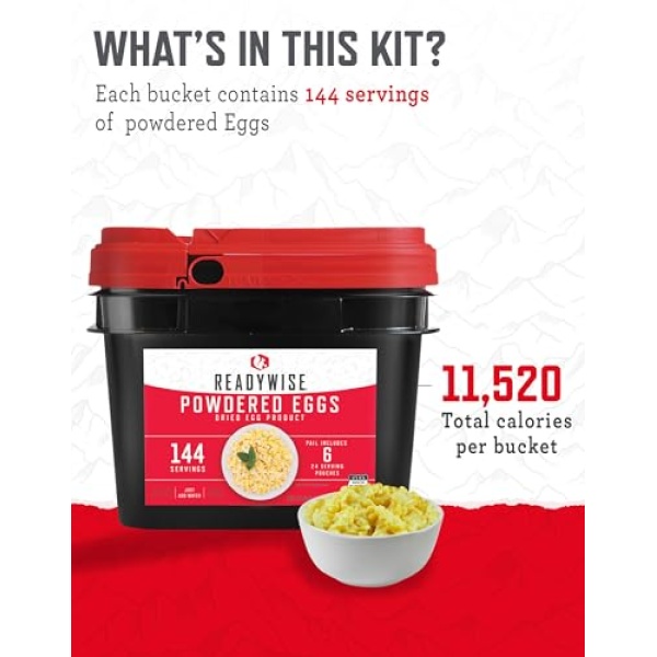 READYWISE - Powdered Eggs Bucket, 144 Servings, 25-Year Shelf Life