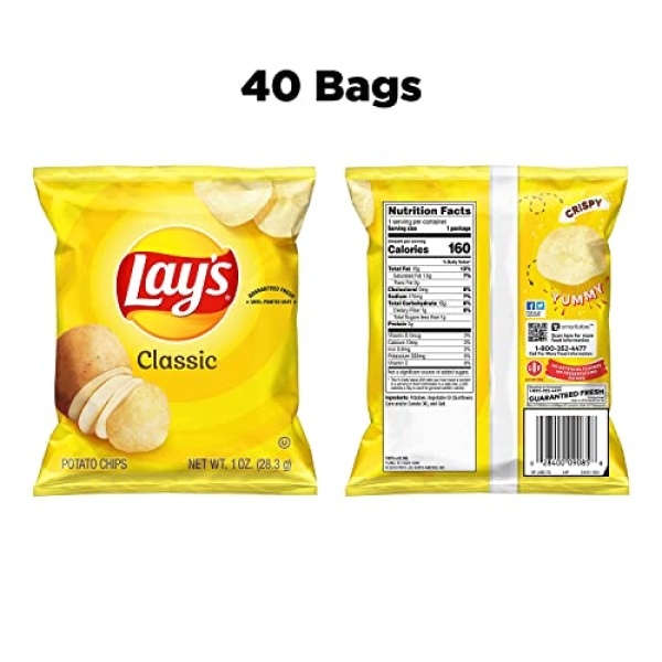 Lay's Classic Potato Chips, 28g (Pack of 40)