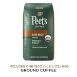 Peet's Organic French Roast Ground Coffee 510g Bag