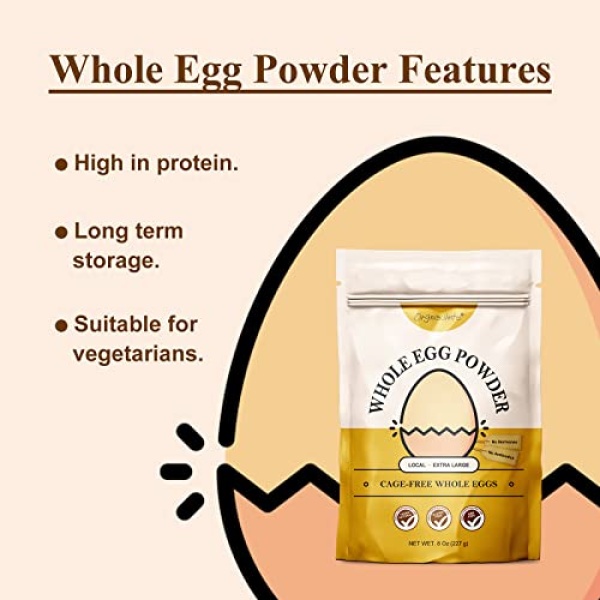 Orgnisulmte Whole Egg Powder, All Natural, 227g