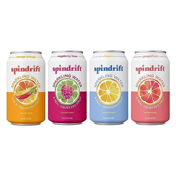 Spindrift Sparkling Water, 4 Flavor Variety Pack, 355ml (20 Pack)