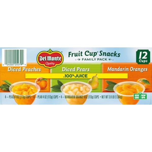 Del Monte Fruit Cup Snacks in Juice, 113g, 12 Ct
