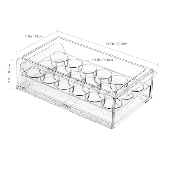 APLOP Stackable BPA Free Egg Container, 18 Eggs, Clear