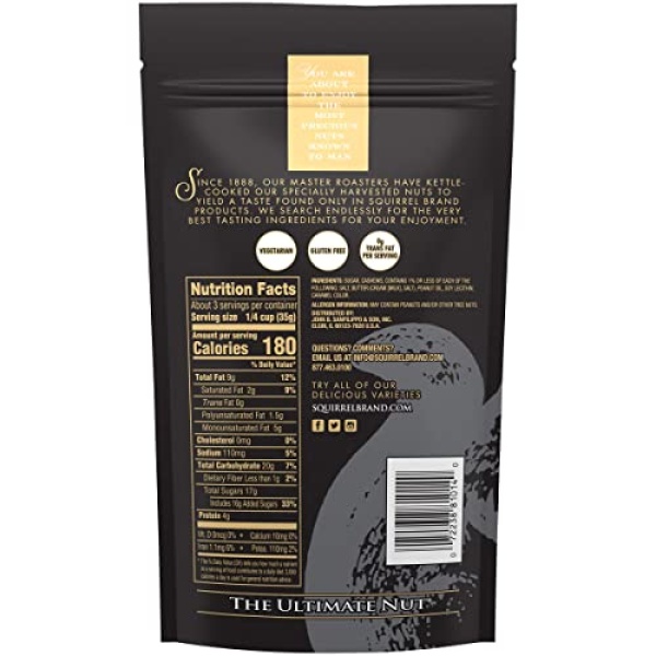 Squirrel Brand Sweet Brown Butter Cashews, 100g Bag
