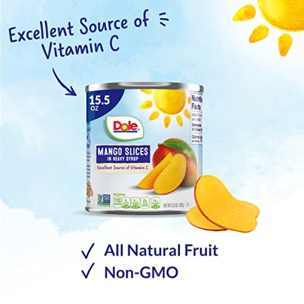 Dole Canned Mango Slices in Syrup, 440g, 12 Count