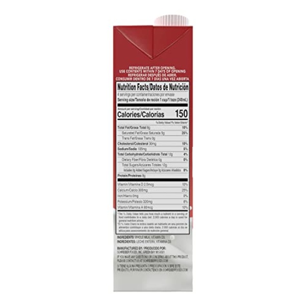 Schreiber Low Fat Shelf Stable Milk, 946 ml (6 Pack)