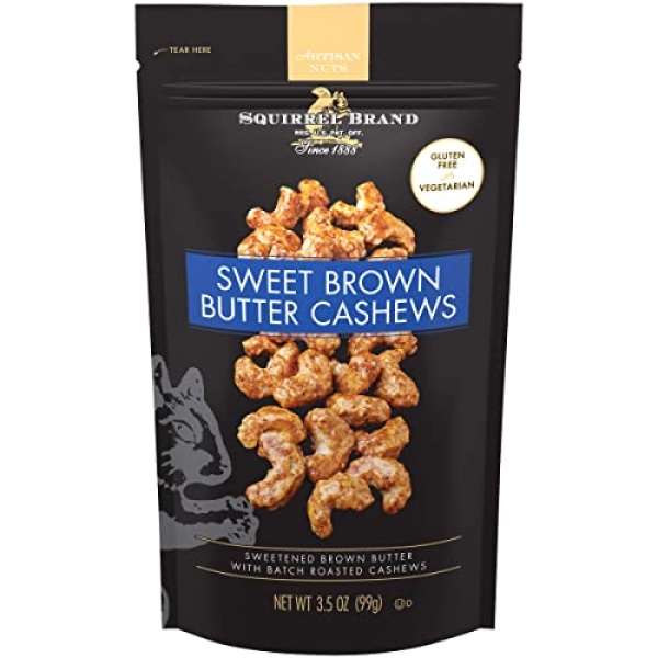 Squirrel Brand Sweet Brown Butter Cashews, 100g Bag