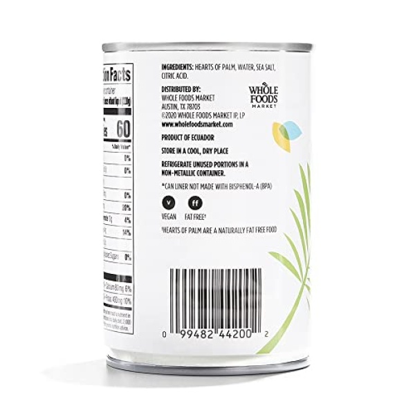 365 by Whole Foods Market, Whole Hearts Of Palm, 400g