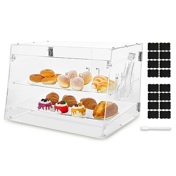 2 Tray Commercial Countertop Bakery Display Case 55x40x40 cm