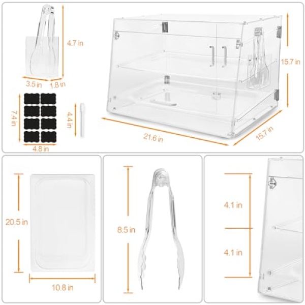 2 Tray Commercial Countertop Bakery Display Case 55x40x40 cm