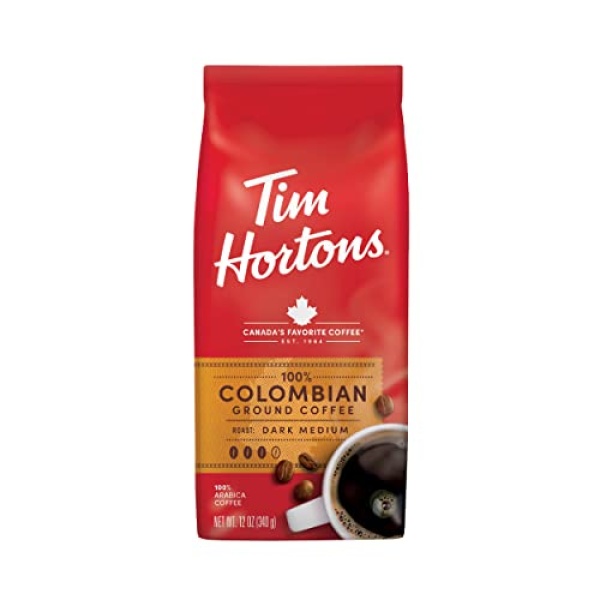 Tim Hortons Colombian Medium-Dark Roast Coffee, 340g Bag