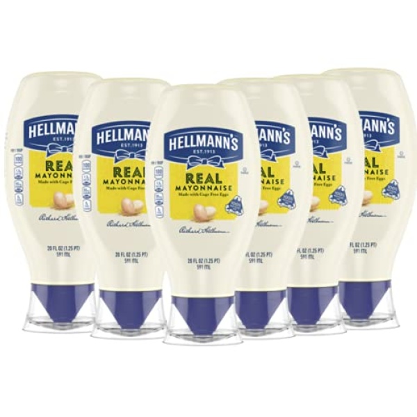 Hellmann's Real Mayonnaise, 567g Squeeze Bottle, Pack of 6