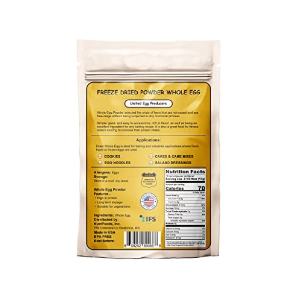 Orgnisulmte Whole Egg Powder, All Natural, 227g