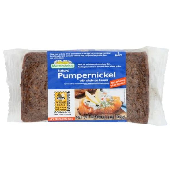 MESTEMACHER Pumpernickel Bread, Whole Rye, 500g (3 Pack)