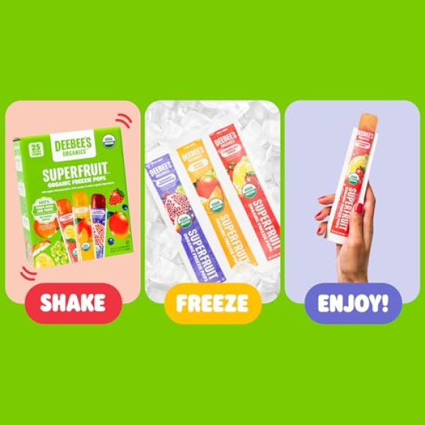 DeeBee's Organics SuperFruit Freezie Pops, 50 Pack