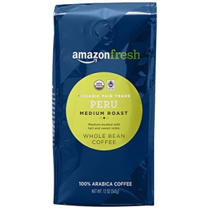 Amazon Fresh Organic Peru Whole Bean Coffee, Medium Roast