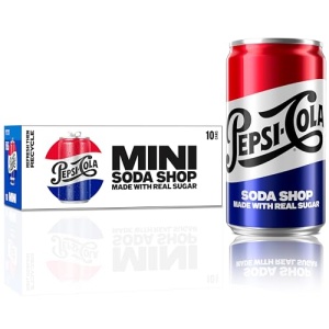 Pepsi Real Sugar Soda, 222ml Mini Cans, 10 Pack