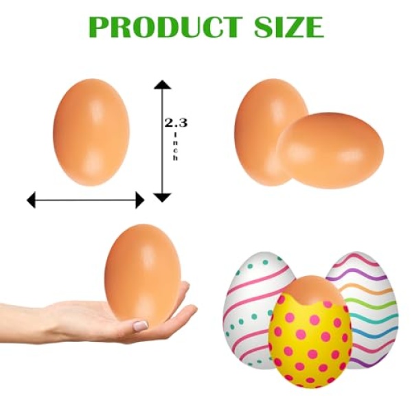 Wooden Fake Eggs, Life Size, 5.8 cm (12-Pack)