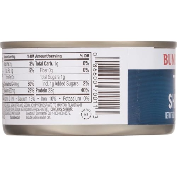 Bumble Bee Tiny Canned Shrimp, 170g - Wild Caught, Gluten Free