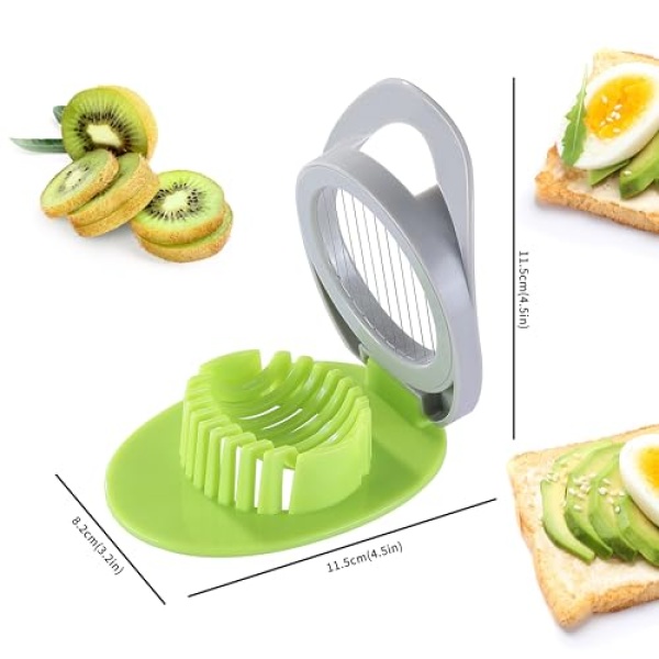 Egg Slicer with Stainless Steel Wire, Duotone Body (Grey+Green)