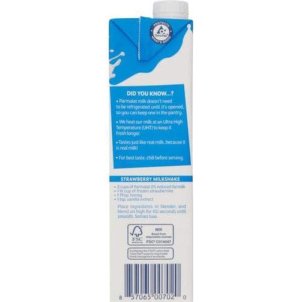 Parmalat Shelf Stable 2% Reduced Fat Milk 946ml (3 Pack)