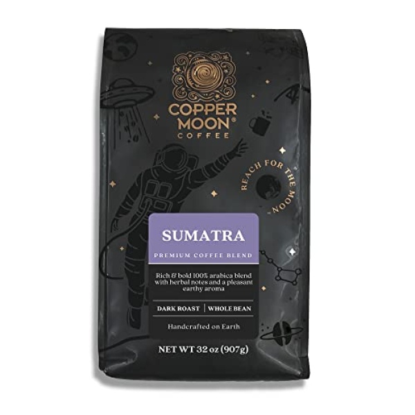 Copper Moon Dark Roast Whole Bean Coffee, Sumatra, 907g