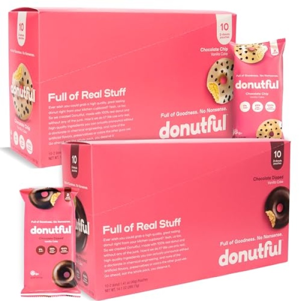 Donutful Choc Chip & Dipped Mini Donuts Snack Pack - 20x2